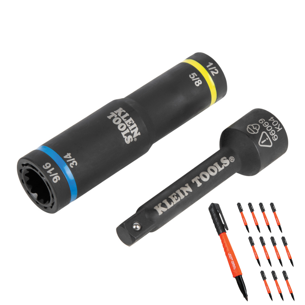 Klein Tools 4-In-1 Flip Quad Socket with Free Marker Gift from GME Supply